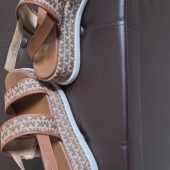 Michael Kors Tan and Brown Logo Sandals - Picture 6 of 7